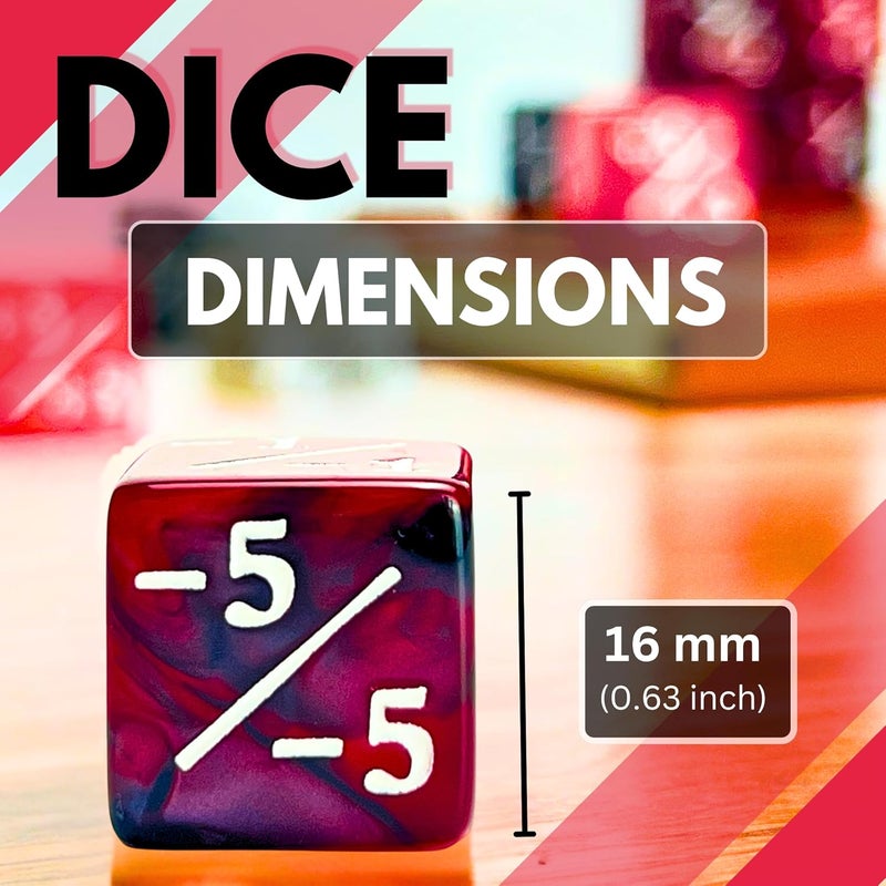 Luck Lab MTG Magic Life Counter Dice, 48 PCS - Compatible w/Magic Card Game Accessories, CCG Creature Stats w/ 2 Dice Bags (Red Pearl, Red Swirl, White Pearl, Black Pearl), 16 mm - Image 2